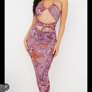 House of CB Kaisa Purple Swirl Desss Size L+, US 10/12